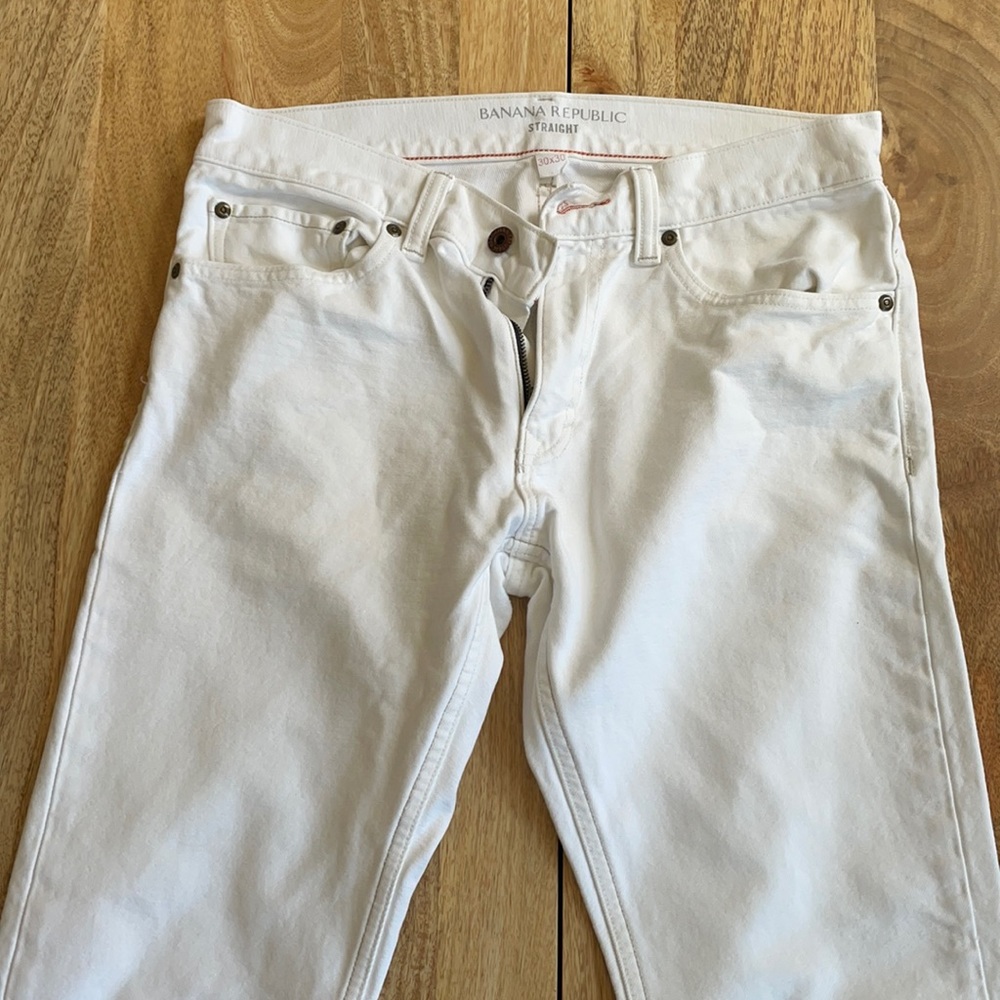 Banana Republic White Straight Fit Jeans